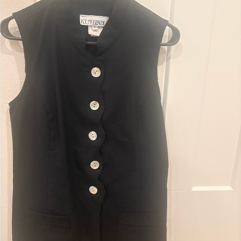 K.T. McKenzie Women’s size 10 front button vest lagenlook, boho, minimalist, VTG